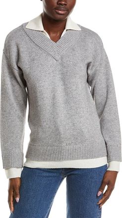 Naadam Premium Wool & Cashmere-Blend Layered Polo Sweater