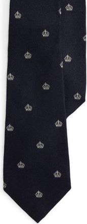 Ralph Lauren Purple Label Standard Crown Club Embroidered Silk & Cashmere Tie in Navy at Nordstrom