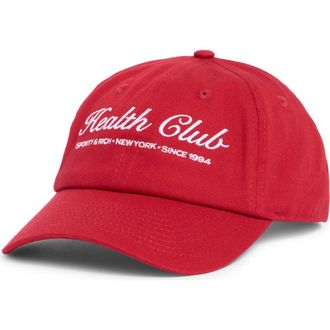 Sporty & Rich Plaza Cotton Twill Baseball Cap in Crimson at Nordstrom Rack