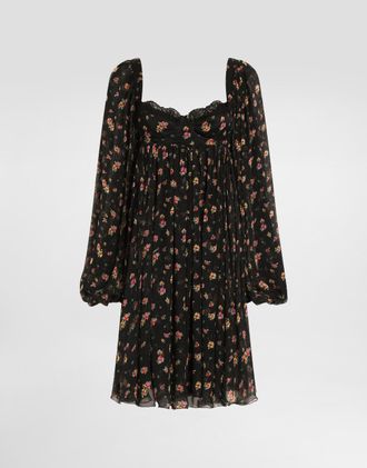 Dolce & Gabbana Small Floral-print Chiffon Dress - Woman Dresses Multicolor 36