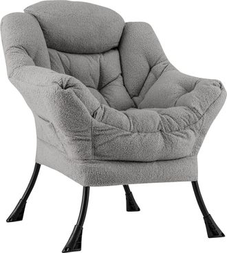 Sherpa Sherpa Upholstered Accent Chair with Cozy Head Pillow