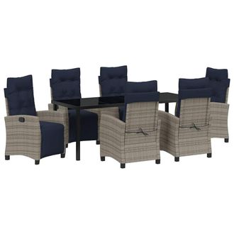 vidaXL Conjunto De Comedor De Jard&iacute;n 7 Pcs Gris Rat&aacute;n Sint&eacute;tico Vidaxl