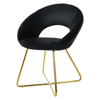 ML Design Ml-design - Silla De Comedor Negra Asiento Ergon&oacute;mico Curvado Tapizado De Terciopelo Con Patas De Metal Dorado Sill&oacute;n De Dise&ntilde;o Moderno Para Mesa De S