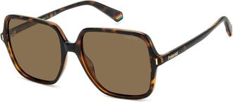 Polaroid Havana Brown Zonnebril - Dames - Zonnebrillen - Bruin - 56 MM - Accessoires
