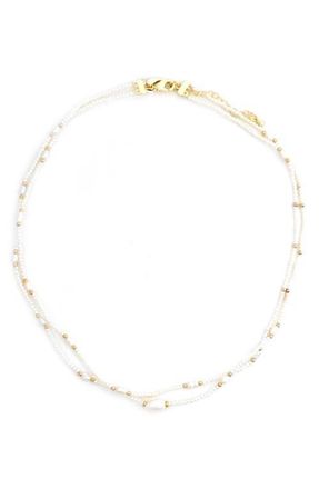 Panacea Faux Pearl & Freshwater Pearl Double Strand Necklace in White at Nordstrom