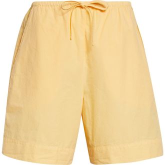 Leset Kyoto Drawstring Waist Cotton Shorts in Zest at Nordstrom, Size X-Small