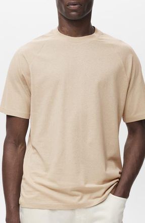 Mango Relaxed Fit Cotton & Linen Raglan T-Shirt in Beige at Nordstrom, Size X-Small