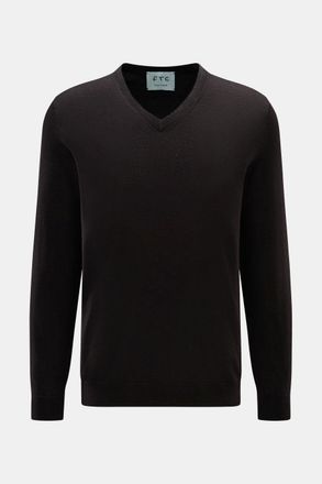 FTC Men - Fine knit V-neck jumper dark brown
