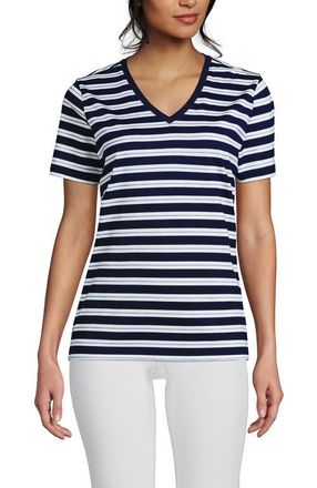 Lands End Relaxed Supima Cotton T-Shirt in Deep Sea/blue Multi Stripe at Nordstrom, Size X-Small P
