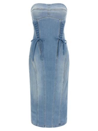 Elisabetta Franchi Blue Cotton Midi Womens Dress