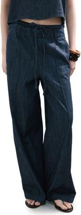Mango Wide Leg Denim Pants in Open Blue at Nordstrom, Size Medium