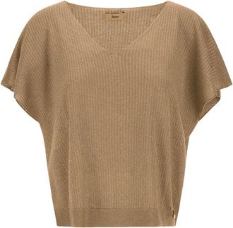 Herno V-hals top met ruches van viscose - Dames - Blouses - Geel - M - Overhemden