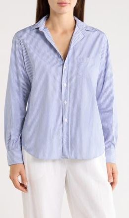 Frank & Eileen Eileen Relaxed Fit Stripe Button-Up Shirt in Blue White Stripe at Nordstrom Rack, Size Xx-Small