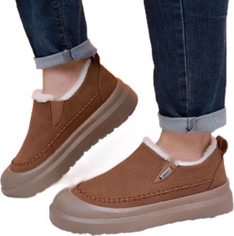 Generic Khaki Winter Shoes for Men Featuring A Thick Bottom and Soft Sole with Velvet Lining Ideal for Outdoor Activities and Indoor Comfort During Fall and W