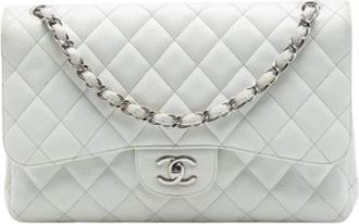 Chanel Pre-owned Vintage Double Flap Shoulder Bag - Dames - Vintage Schoudertas - Wit - ONE Size - Leer - Vintage