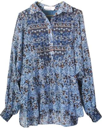 Chlo&eacute; Blue Printed Cotton Top Size S