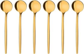 OEM Juego De Seis Cucharillas De Lujo Para Espresso En Acero Inoxidable Con Ba&ntilde;o De Oro, Ideales Para Caf&eacute; Y Postres
