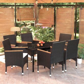 vidaXL Juego De Comedor De Jard&iacute;n 7 Piezas Con Cojines Negro Vidaxl