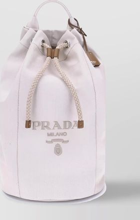 Prada linen bucket bag leather trim