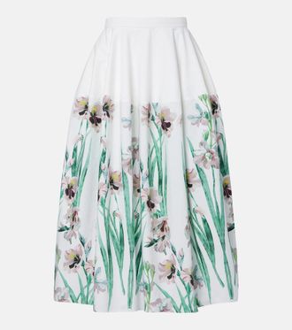 Erdem Gonna midi in cotone con stampa