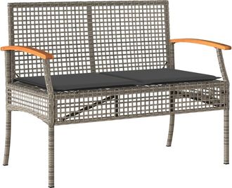 vidaXL Vidaxl - Banco De Jard&iacute;n Con Coj&iacute;n Rat&aacute;n Sint&eacute;tico Gris Y Madera Acacia