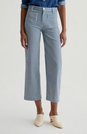 AG - Adriano Goldschmied Kassie Patch Pocket High Waist Ankle Wide Leg Pants in Nordic Stripe Indigo Multi at Nordstrom Rack, Size 25