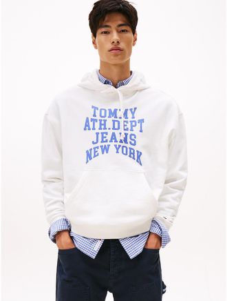 Tommy Hilfiger Mens Tommy Jeans Puff Print Varsity Hoodie - White - XXL