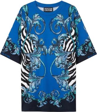 Versace Jeans Couture Barocco Zebra T-Shirt - Heren - T-shirts - Blauw - S - Katoen - Tops