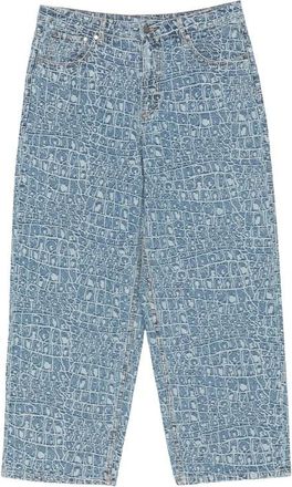 Daily Paper Clothing Croc Jacquard Oversized Jeans - Heren - Loose Fit Jeans - Blauw - M - Katoen - Jeans