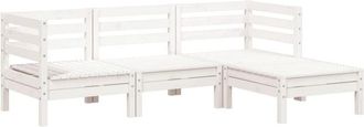 vidaXL Sofá de jardín de 3 plazas con reposapiés madera de pino blanco Vidaxl