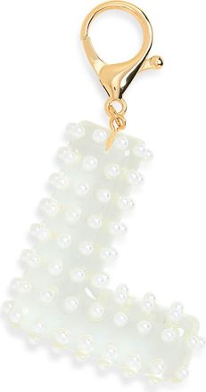 Leith Faux Pearl Initial Bag Charm in L- Clear- White- Gold at Nordstrom Rack