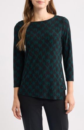 Anne Klein Print Asymmetric Top in Anne Black/treeline at Nordstrom, Size X-Small