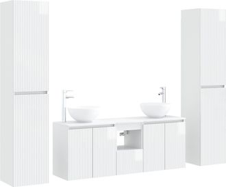 vidaXL Juego De Muebles De Ba&ntilde;o 5 Uds. Blanco Brillante Vidaxl