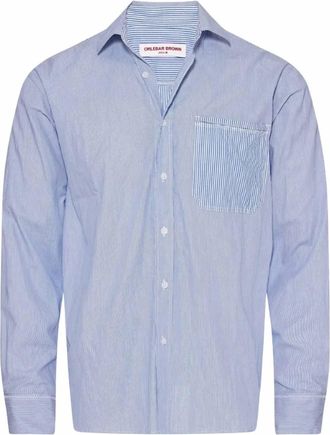 Orlebar Brown Mens Grasmoor Classic Stripe Top In Signal Blue/white