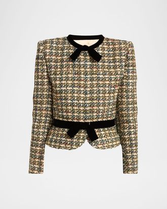 Valentino Garavani Velvet Bow Tweed Jacket