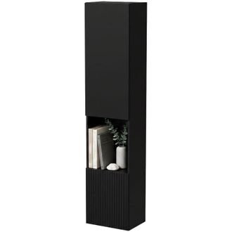 Dmora Vetrina Botte, Mobile Espositore 4 Ripiani, Apertura Push Pull, 2 Ante, 39.9x29.8x180h cm Nero Antracite