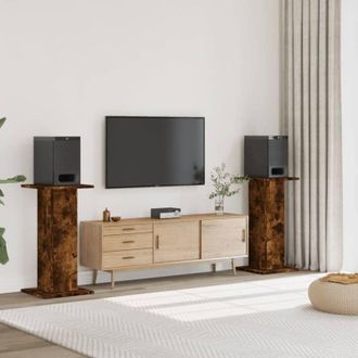 vidaXL Soportes Altavoces 2 Uds Madera Roble Ahumado 30x30x80 Cm Vidaxl