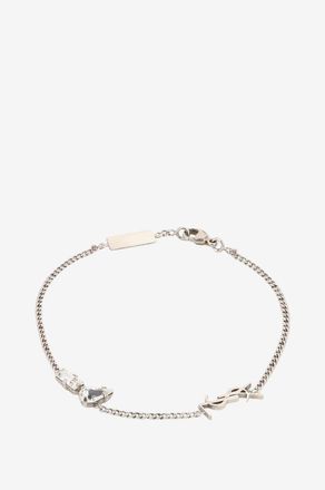 Saint Laurent Silberfarbenes Kettenarmband mit Kristallen Opyum