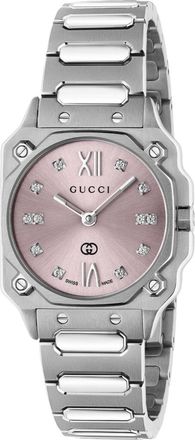 Gucci Womens G-Flat YA166501 Ladies Pink Dial Stainless Steel Watch 30mm - One Size