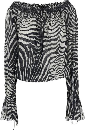 Blumarine zebra print lace blouse - White