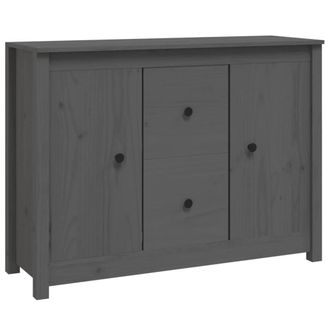 Berkfield Home Sideboard Grey 100x35x74 cm Solid Wood Pine | Size: 100 x 35 x 74 cm
