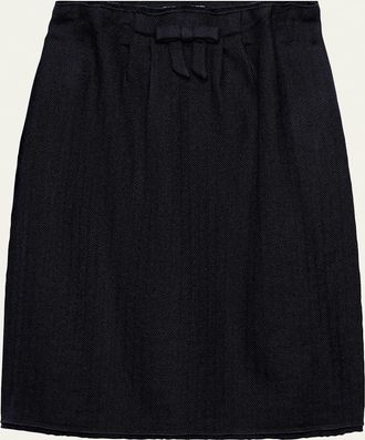 Prada Chevron Wool Gathered Midi Skirt