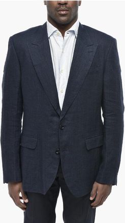 Dolce & Gabbana Two-Button Linen Blazer with Peak Lapel size 54