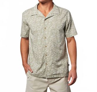Toes on the Nose Palms Short Sleeve Button Up Shirt In Seagrass Micro Floral
