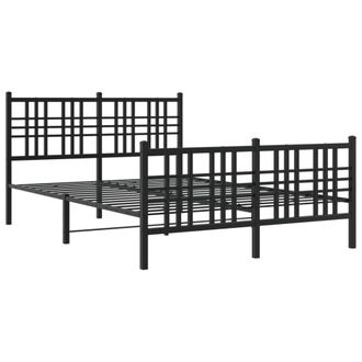 Berkfield Home Metal Bed Frame without Mattress with Footboard Black 137x190cm | Size: 137x190 cm