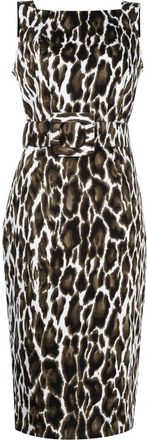 Samantha Sung Celine animal-print sleeveless dress - women - Cotton/Spandex/Elastane - M - Brown