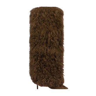 PARIS TEXAS Heeled Boots, female, Brown, Size: 10 US Furry Stiletto Boot 105
