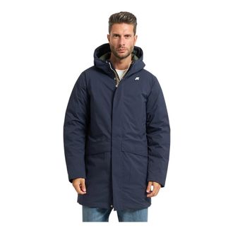 K-Way Blauwe Waterdichte Donsjas - Heren - Winterjassen - Blauw - XL - Polyester - Jassen