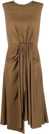 Blanca Vita gathered-detail sleeveless dress - women - Silk/Acetate - 44 - Brown