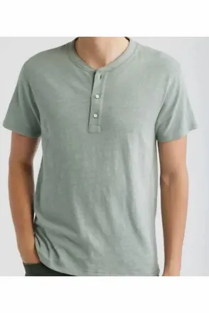 Rag & Bone Classic Flame Short Sleeve Henley Tee In Blue Grey